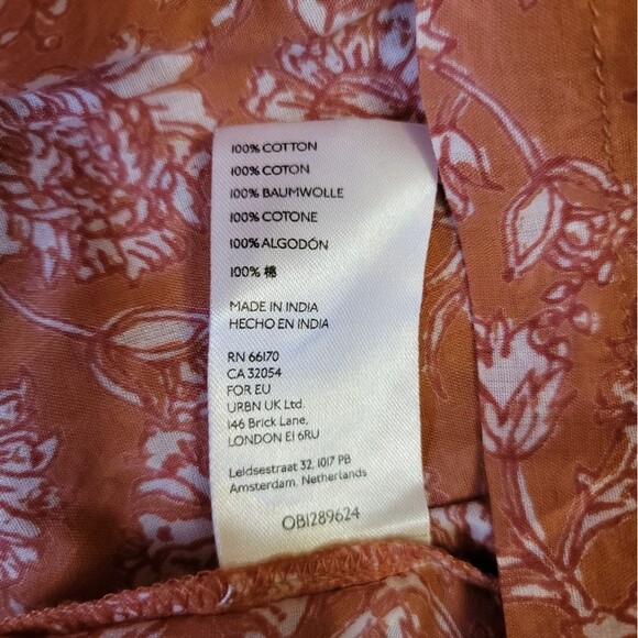 Free People Bonita Printed Midi Dress Orange Size Large - Picture 10 of 10